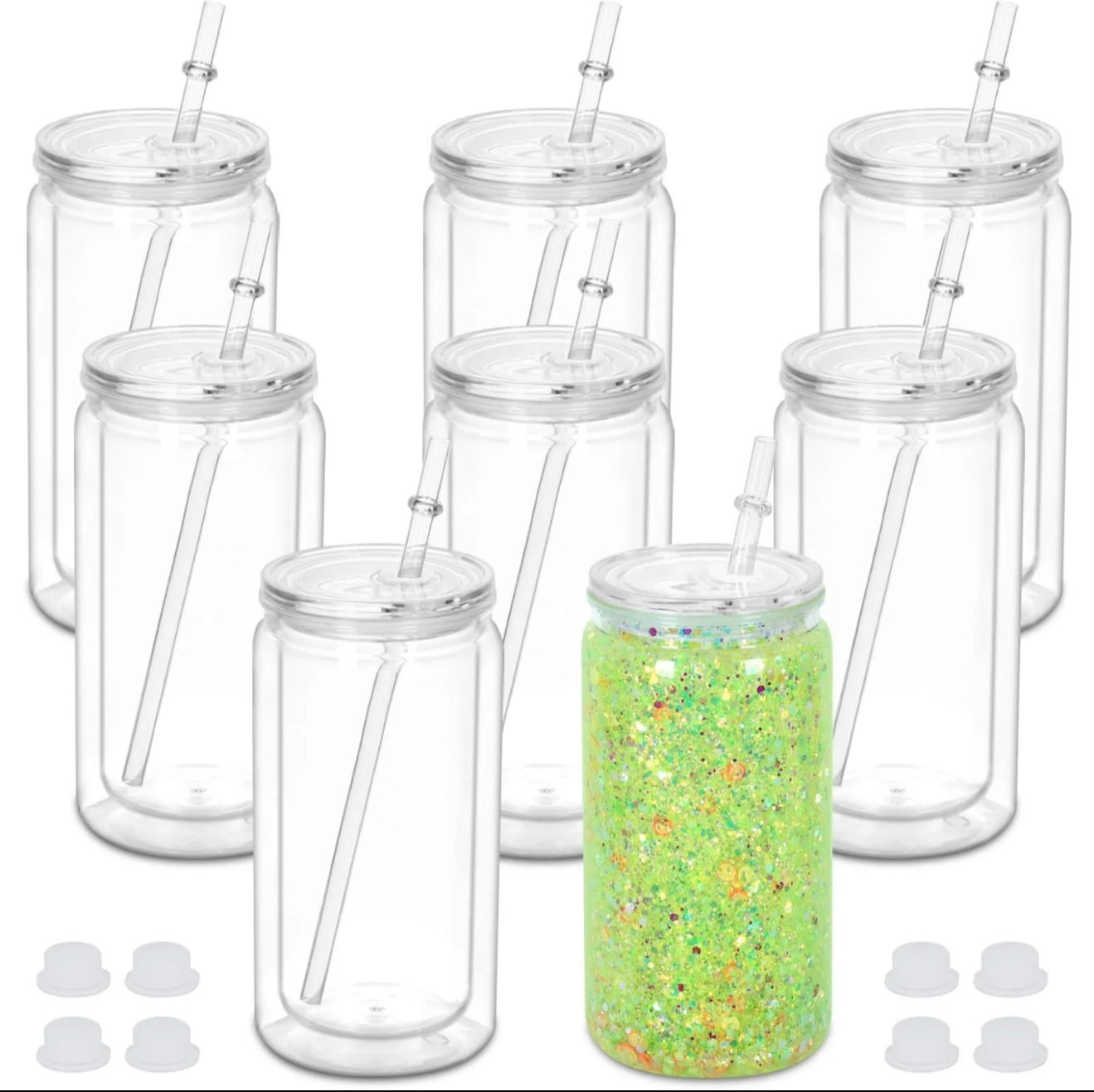16oz Acrylic Customizable Glitter Cup